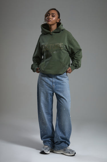 For The Culture Crystal Hoodie - Khaki Green | Luxury British Streetwear