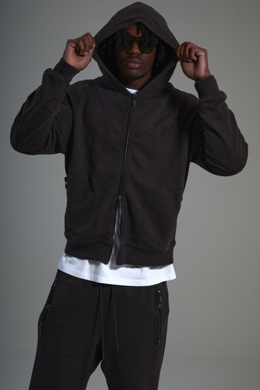 Royal Zip-Up Hoodie - Coffee Brown