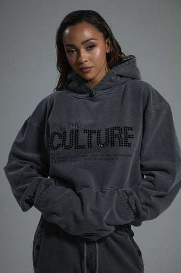 For The Culture Crystal Hoodie - Charcoal Grey | Luxury British Streetwear