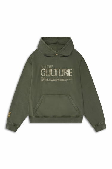 For The Culture Crystal Hoodie - Khaki Green | Luxury British Streetwear