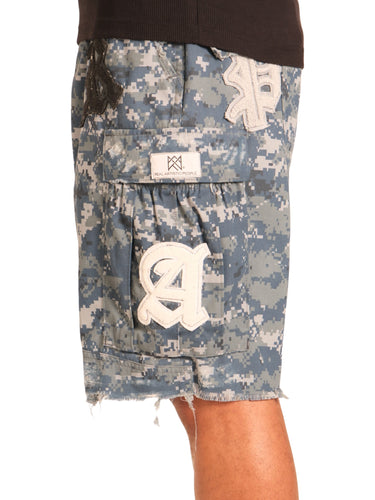 Real Artistic People - Camo Cargo Shorts Digital Blue