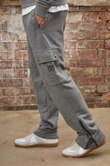 Crown Cargo Zip Sweatpants - Grey Melange