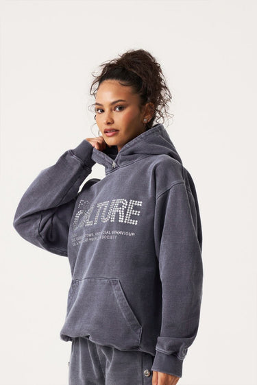 For The Culture Crystal Hoodie - Stone Wash Blue | Luxury British Streetwear
