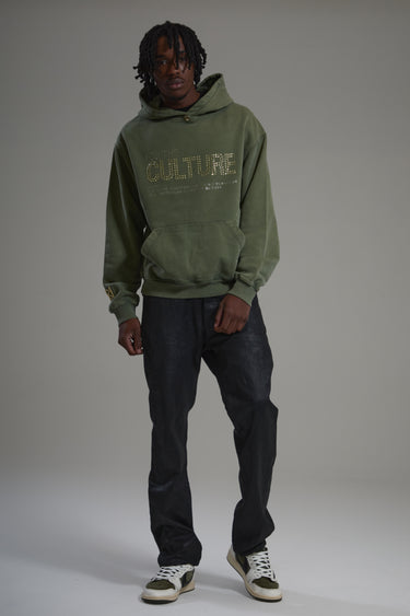 For The Culture Crystal Hoodie - Khaki Green | Luxury British Streetwear