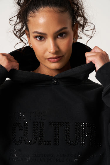 For The Culture Crystal Hoodie - Jet Black | Luxury British Streetwear