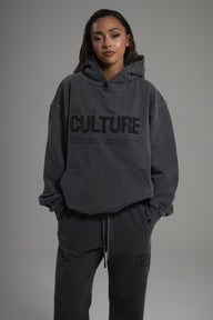 For The Culture Crystal Hoodie - Charcoal Grey | Luxury British Streetwear