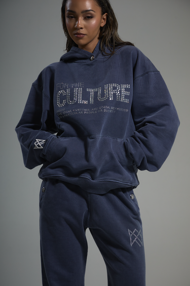 For The Culture Crystal Hoodie - Navy | Luxury British Streetwear
