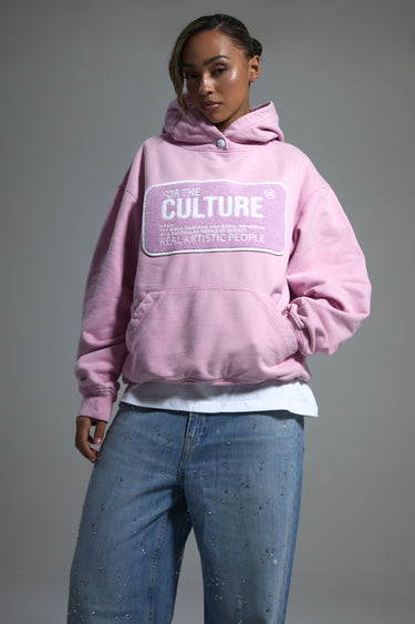 For the culture pink chenille hoodie