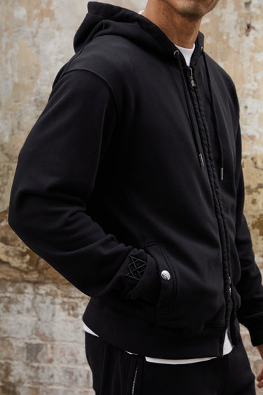 Prince Zip Through Hoodie - Black
