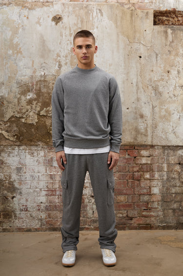 Crown Cargo Zip Sweatpants - Grey Melange