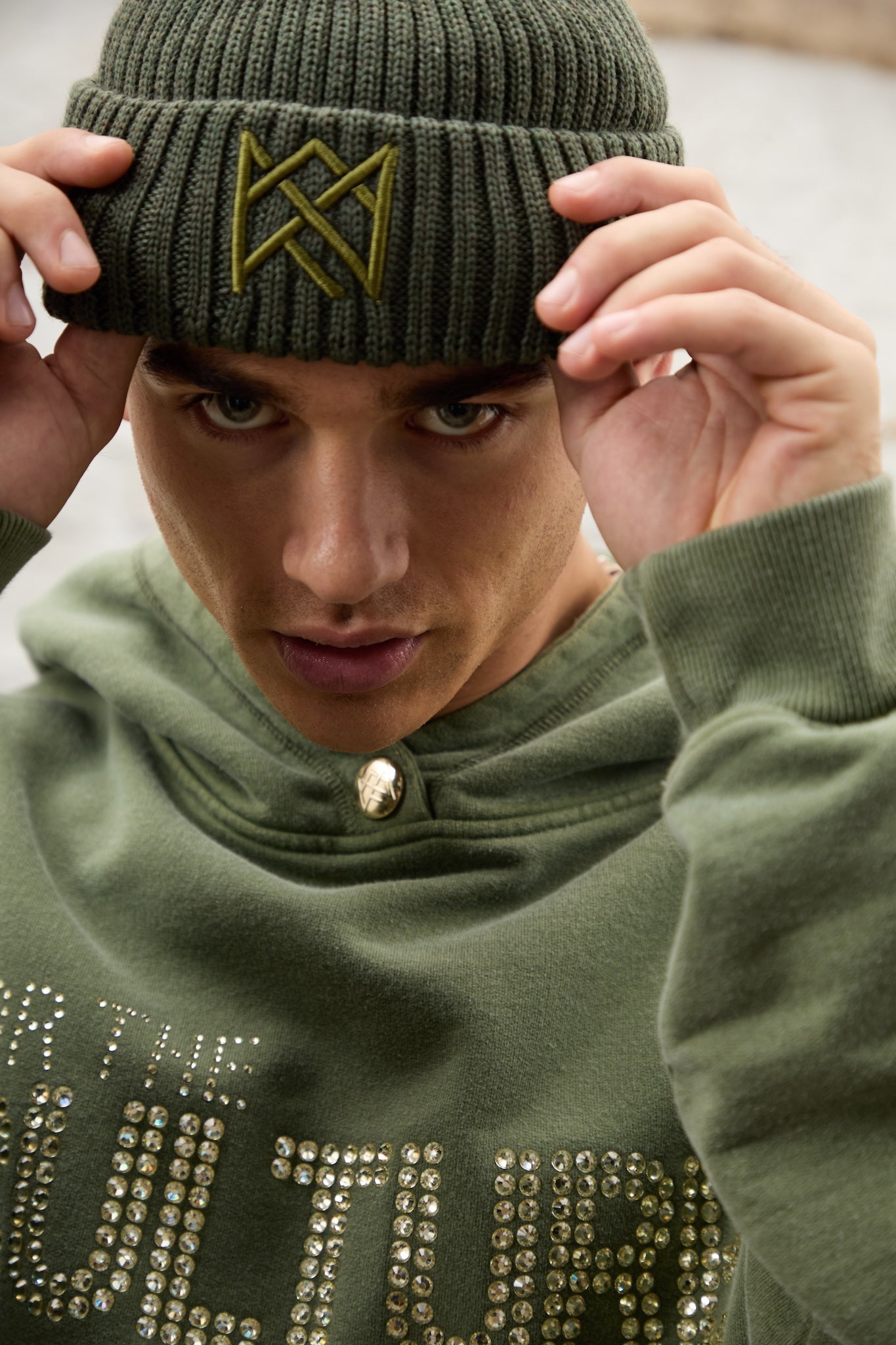 Crown Icon Beanie - Khaki Green