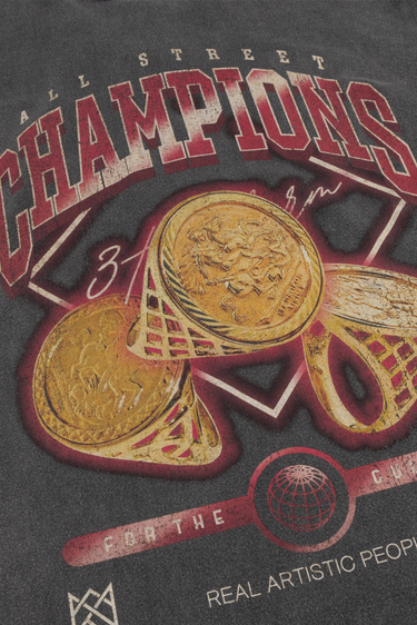 Real Artistic People Vintage Wash All Street Champions Graphic Tee - Grey