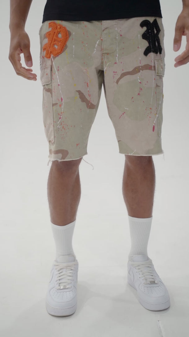 Real Artistic People - Camo Cargo Shorts Beige