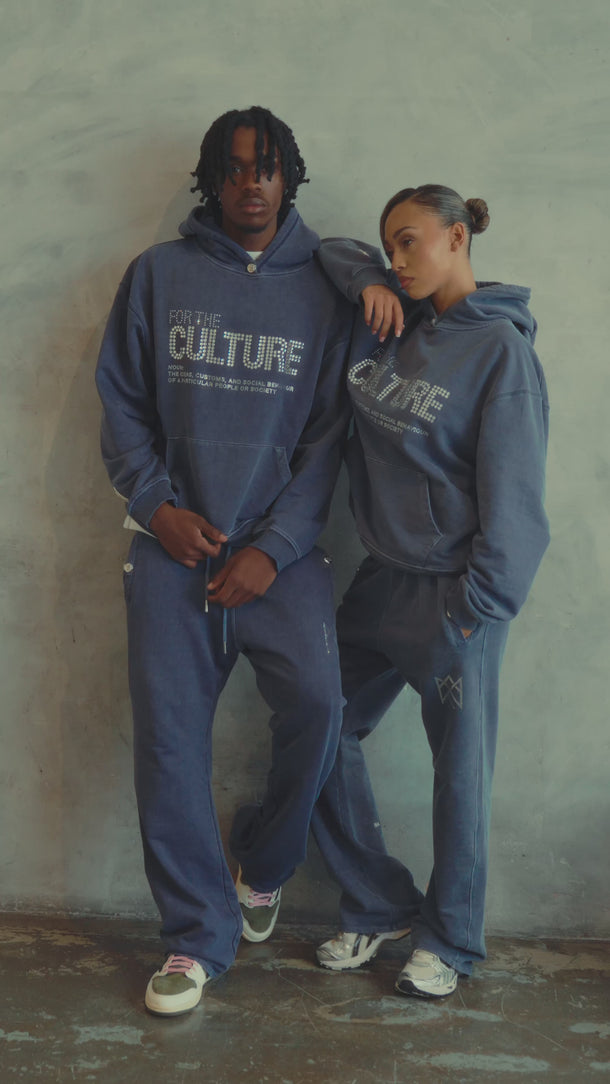 For The Culture Navy Crystal Hoodie by Real Artistic People